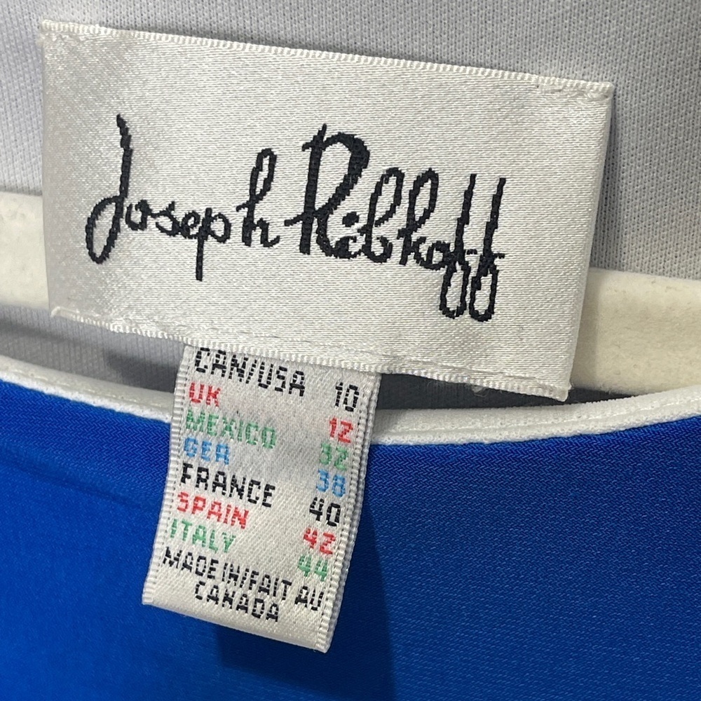 Joseph Ribkoff Silky Knit Diagonal Colour Block Stretch Jersey Dress US Size 10 - Picture 3 of 4